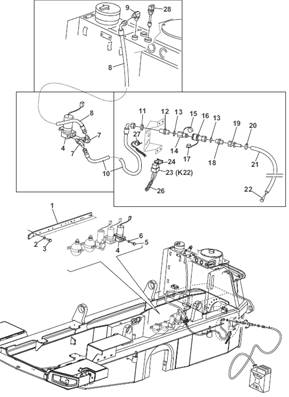 Pompe remplissage hydraulique et carburant, montage 7029864