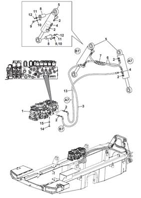 Oscillation articulation, conduites hydrauliques 9902857