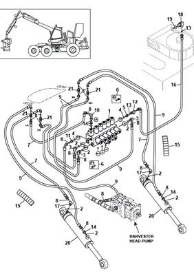 Moteur d'avancement arrière, conduites hydrauliques 9991729