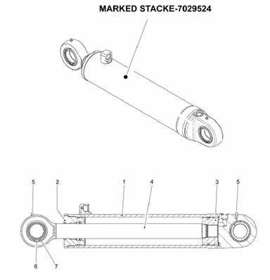 Bras pendulaire arrière, vérins hydraulique 7029524