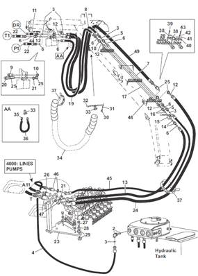 Tête d'abattage, conduites hydrauliques 9991241