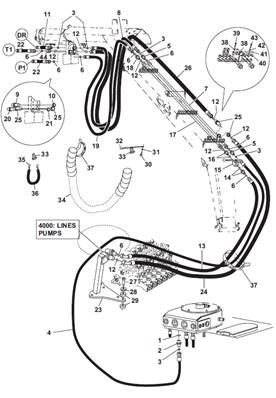 Tête d'abattage, conduites hydrauliques 9991493