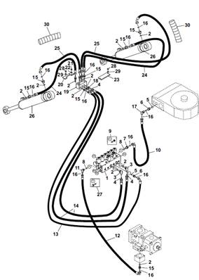 Moteur d'avancement avant, conduites hydrauliques 9992330