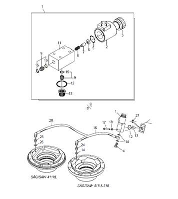 Système de lubrification de chaîne pour unité de scie 418 et 518 LM006153