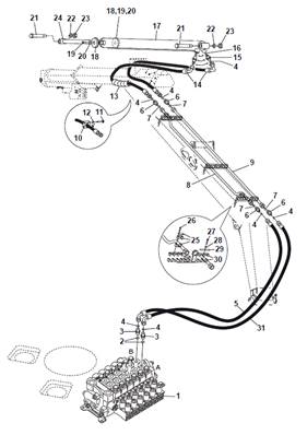 Télescope grue, conduites hydrauliques 9992203