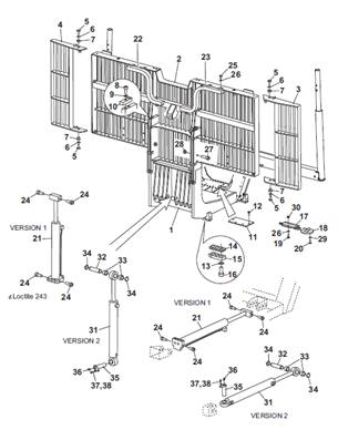 Grille amovible hydraulique et mécanique, montage 9992506