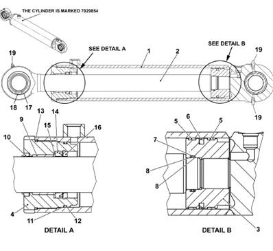 Vérin hydraulique direction, assemblage 9992740