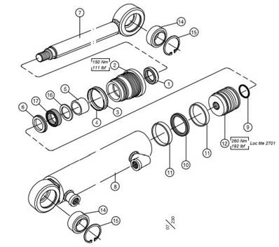 Vérin de bras de rouleaux, couteau inférieur et supérieurs LM999109