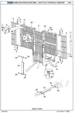 Grille amovible hydraulique, montage 1700280