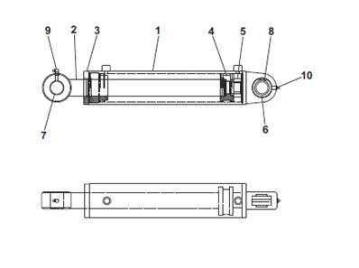 Vérin hydraulique blocage oscillation, assemblage 9900665GR