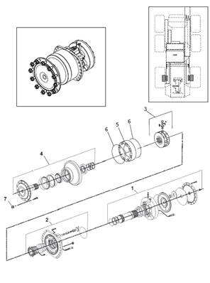 Moteur d'avancement arrière, assemblage 9901337