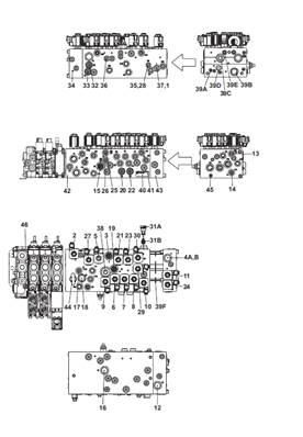 Distributeur hydraulique principal, assemblage 9991316S2
