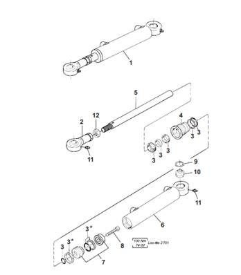 Vérin hydraulique marche-pied, assemblage 9991323