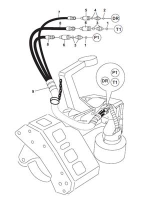 Tête d'abattage, conduites hydrauliques 9991494