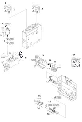 Distributeur hydraulique grue K220, assemblage 9991745