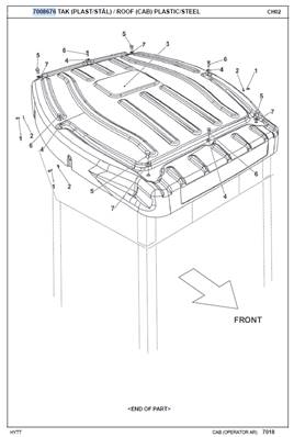 Toit de cabine, assemblage 7008676