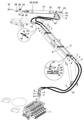 Télescope grue, conduites hydrauliques 9992125