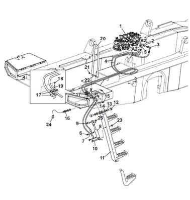 Marche-pied, conduites hydrauliques 9902854