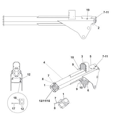 Bras de télescope grue 300 11m, assemblage 9991044