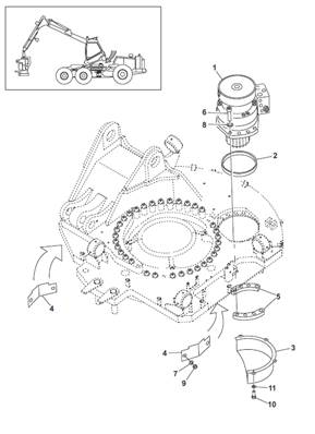 Moteur rotation tourelle, montage 9991905