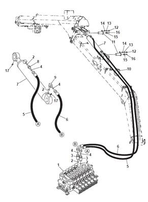 Balancier grue, conduites hydrauliques 9992297