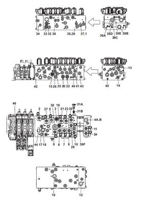 Distributeur hydraulique principal, assemblage 9992530