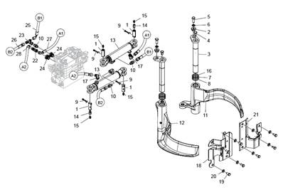 Couteaux ébrancheurs supérieurs, assemblage LM005351