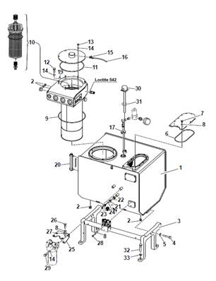 Réservoir hydraulique, montage 9991186