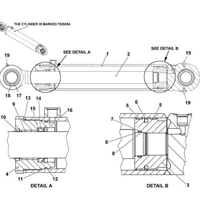 Vérin hydraulique direction, assemblage 9991727