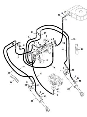 Moteur d'avancement arrière, conduites hydrauliques 9992331