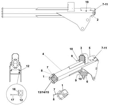 Bras de télescope grue 250 11m, assemblage 9992790