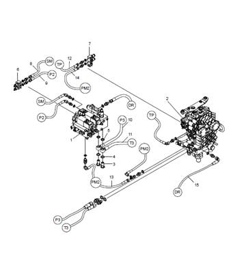 Distributeurs hydrauliques principaux, connexions  hydrauliques LM0061072