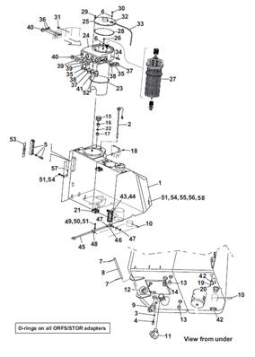 Réservoir hydraulique, montage 9907438