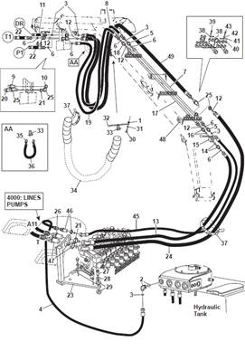 Tête d'abattage, conduites hydrauliques 9992204