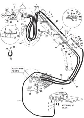 Tête d'abattage, conduites hydrauliques 9992248