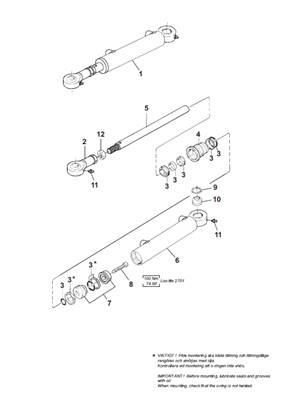 Vérin hydraulique marche-pied, assemblage 9992457