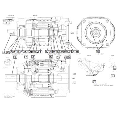 Pompe hydraulique grue, carter 9992759