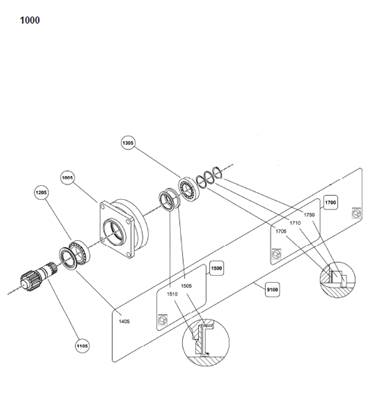 Moteur rotation tourelle, assemblage 9993003