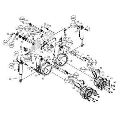 Bras des rouleaux d'entraînement, assemblage LM043550S2