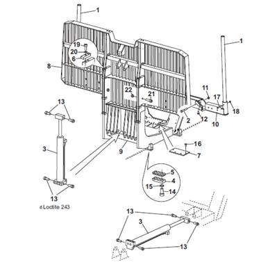 Grille amovible hydraulique, montage 9903276