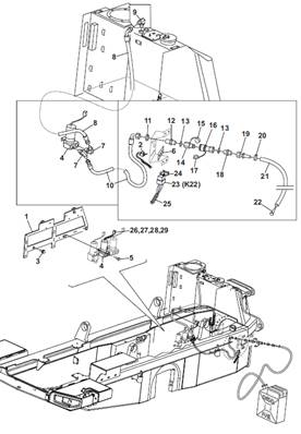 Pompe remplissage hydraulique et carburant, montage 9991432