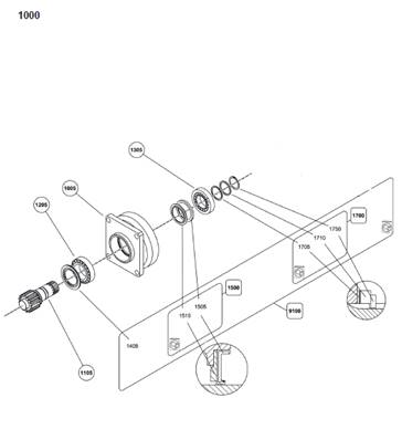 Moteur rotation tourelle, carter 99929295