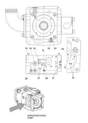 Pompe hydraulique tête abattage, plaque d'adaptation 99929382