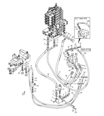 Hydraulique des unités de scie 411XL et 418 LM999018