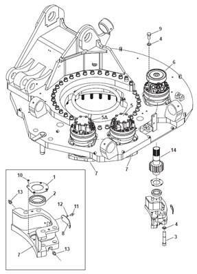 Moteur rotation tourelle, montage 9991009