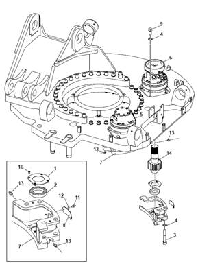 Moteur rotation tourelle, montage 9991205