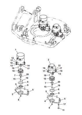 Moteur rotation tourelle, montage 9992332