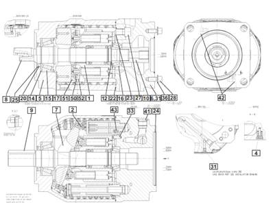 Pompe hydraulique tête abattage, assemblage 02487661