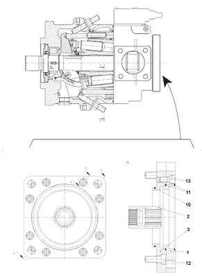 Pompe hydraulique tête abattage, plaque d'adaptation 7032149