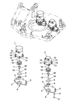 Moteur rotation tourelle, montage 9991481S2